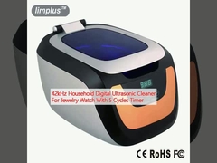 42 кГц Домашний цифровой ультразвуковой очиститель для ювелирных изделий Часы с 5 циклами таймера